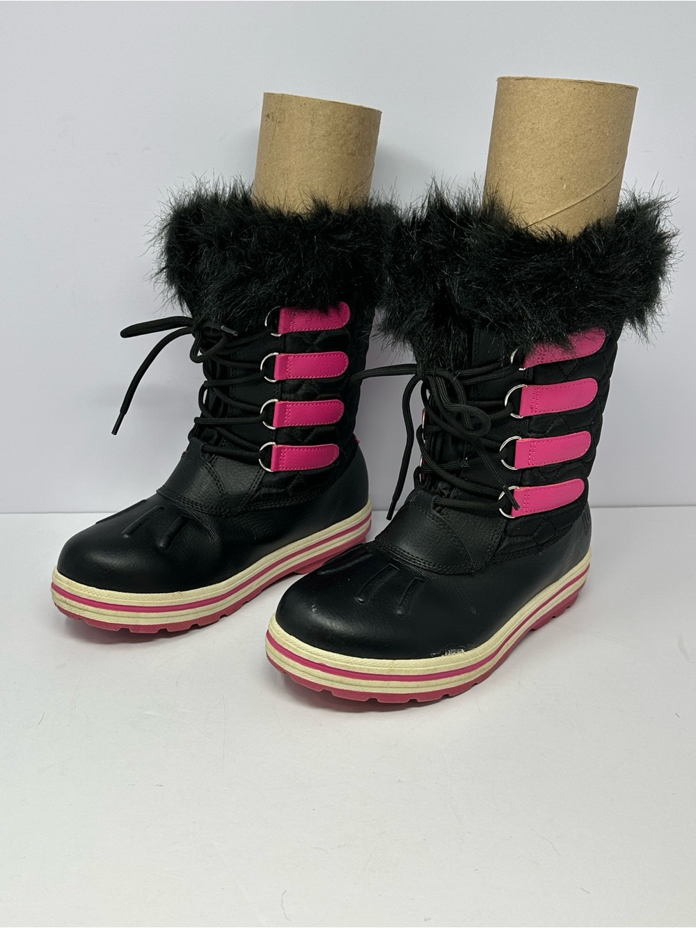 Rugged Outback Youth Girls Sz 5 Winter Snow Boots Pink Black Lined P5
